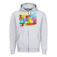 Heather Grey Autism accept understand love Zipper Hoodie - NancyCooperArtShop