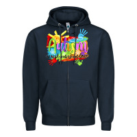 Navy Autism accept understand love Zipper Hoodie - NancyCooperArtShop