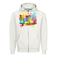 Oatmeal Heather Autism accept understand love Zipper Hoodie - NancyCooperArtShop