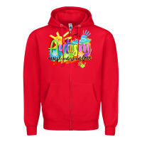Red Autism accept understand love Zipper Hoodie - NancyCooperArtShop