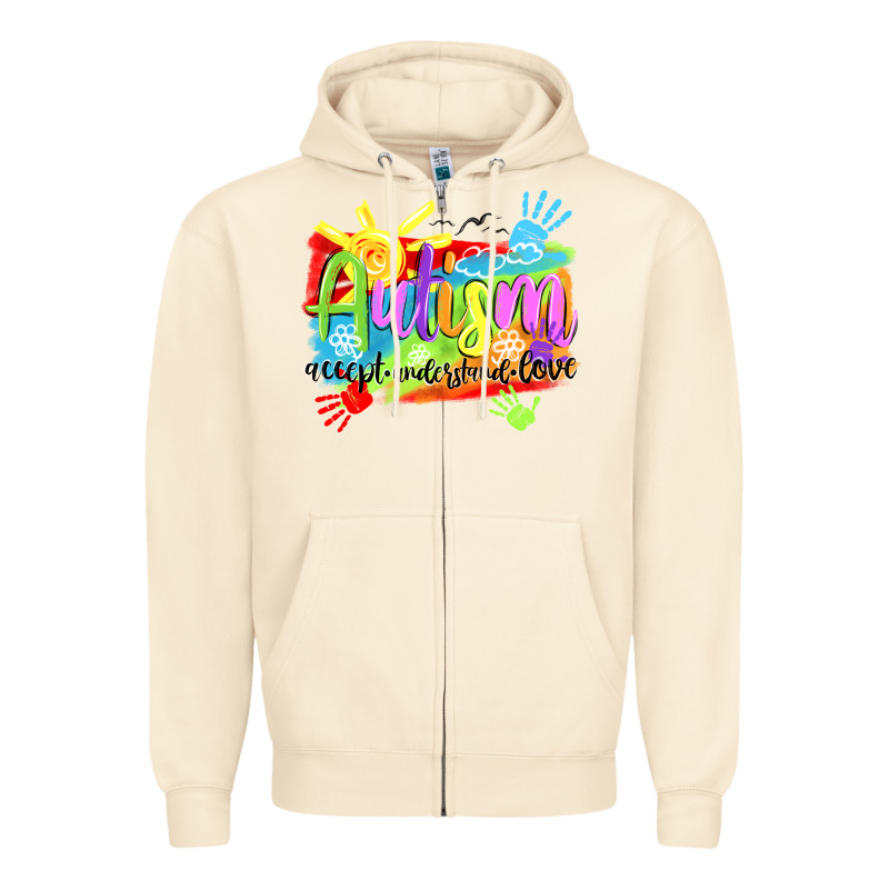 Autism Accept Understand Love Zipper Hoodie by NancyCooperArtShop | Teevron