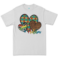 Dove Grey autism hearts leopard cowhide Premium Tee - Artiststas