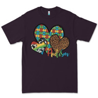 Plum autism hearts leopard cowhide Premium Tee - Artiststas