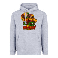 Heather Grey Juneteenth celebrate freedom Heavyweight Hoodie - HowdyJamesFarm