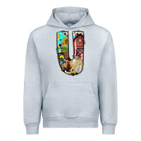 Heather Grey farm life alphabet lowercase letters u Urban Hoodie - BundleAndBundleShop