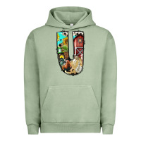 Pigment Oil Green farm life alphabet lowercase letters u Urban Hoodie - BundleAndBundleShop