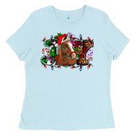 Baby Blue joy and horse Christmas Ladies Tee - AdoDesignShop