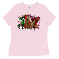 Bubblegum Pink joy and horse Christmas Ladies Tee - AdoDesignShop