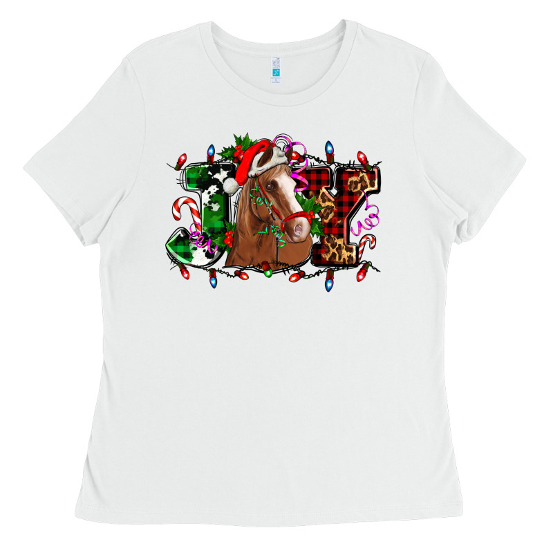 Joy And Horse Christmas Ladies Tee by AdoDesignShop | Teevron