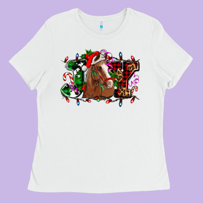 Joy And Horse Christmas Ladies Tee Designed By Adodesignshop