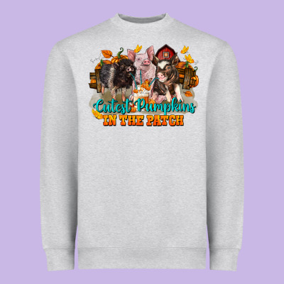 Fall Cutest Pumpkin In The Patch Pig Heavyweight Sweatshirt Designed By Lillyallendesigns