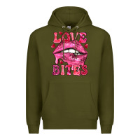 Army Green Love bites Valentine's Day Premium Hoodie - HowdyJamesFarm