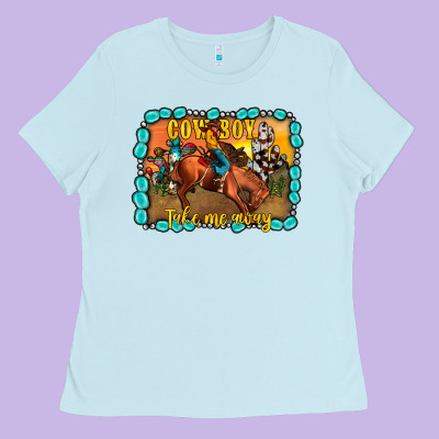 Cowboy Take Me Away Ladies Tee Designed By Jahusdesignshop