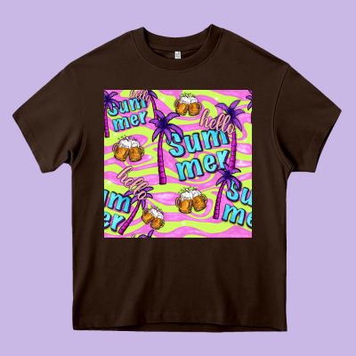 Hello Summer And Beer Seamless Pattern Heavy Core Tee Designed By Bundleandbundleshop