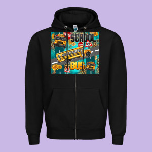 School Bus Zipper Hoodie Designed By Texasbilliewilder