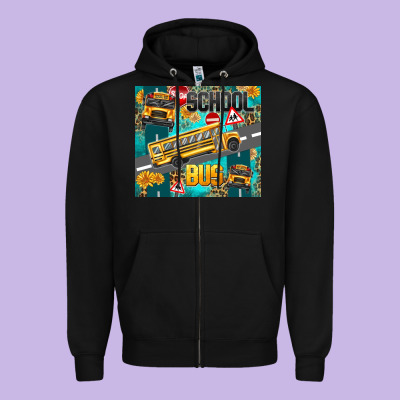 School Bus Zipper Hoodie Designed By Texasbilliewilder