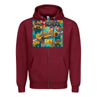 Burgundy school bus Zipper Hoodie - texasbilliewilder