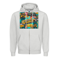Dove Grey school bus Zipper Hoodie - texasbilliewilder