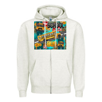 Oatmeal Heather school bus Zipper Hoodie - texasbilliewilder