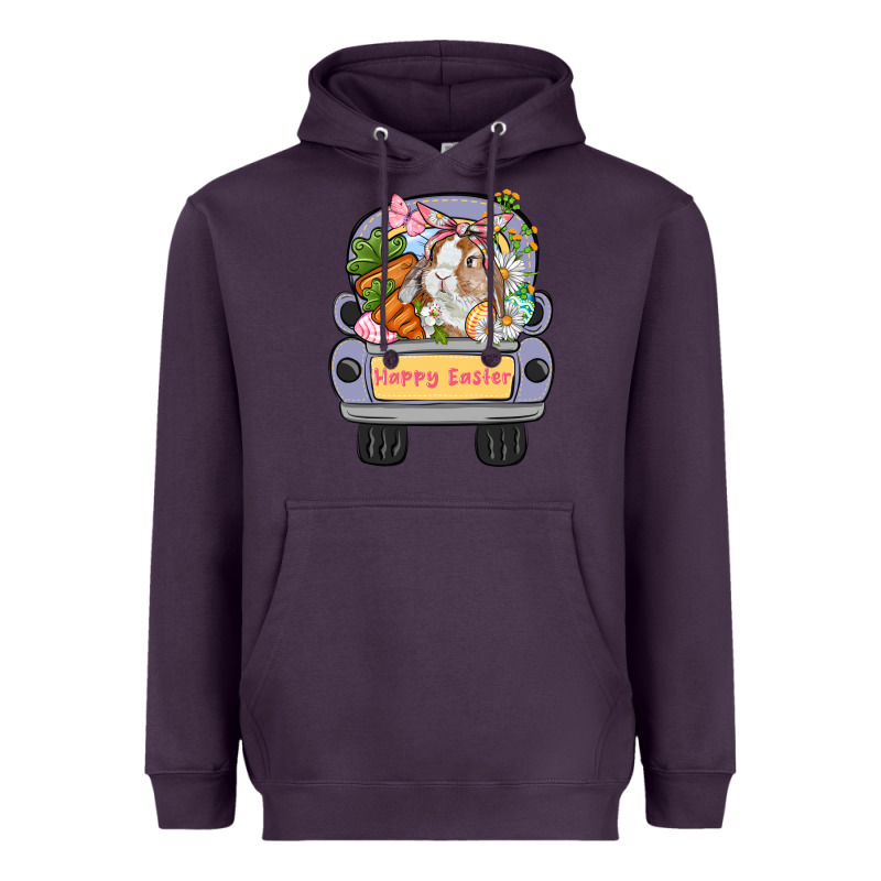 Happy Easter Bunny Truck Easter Day Heavyweight Hoodie by CowGirlArtShop | Teevron