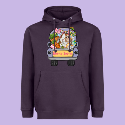 Happy Easter Bunny Truck Easter Day Heavyweight Hoodie Designed By Cowgirlartshop