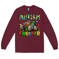 Burgundy autism crusher Long Sleeve Tee - LillyAllenDesigns
