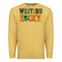 Antique Gold Western lucky with clover St. Patricks day Premium Sweatshirt - HowdyJamesFarm