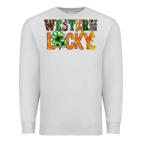 Dove Grey Western lucky with clover St. Patricks day Premium Sweatshirt - HowdyJamesFarm