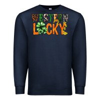 Navy Western lucky with clover St. Patricks day Premium Sweatshirt - HowdyJamesFarm