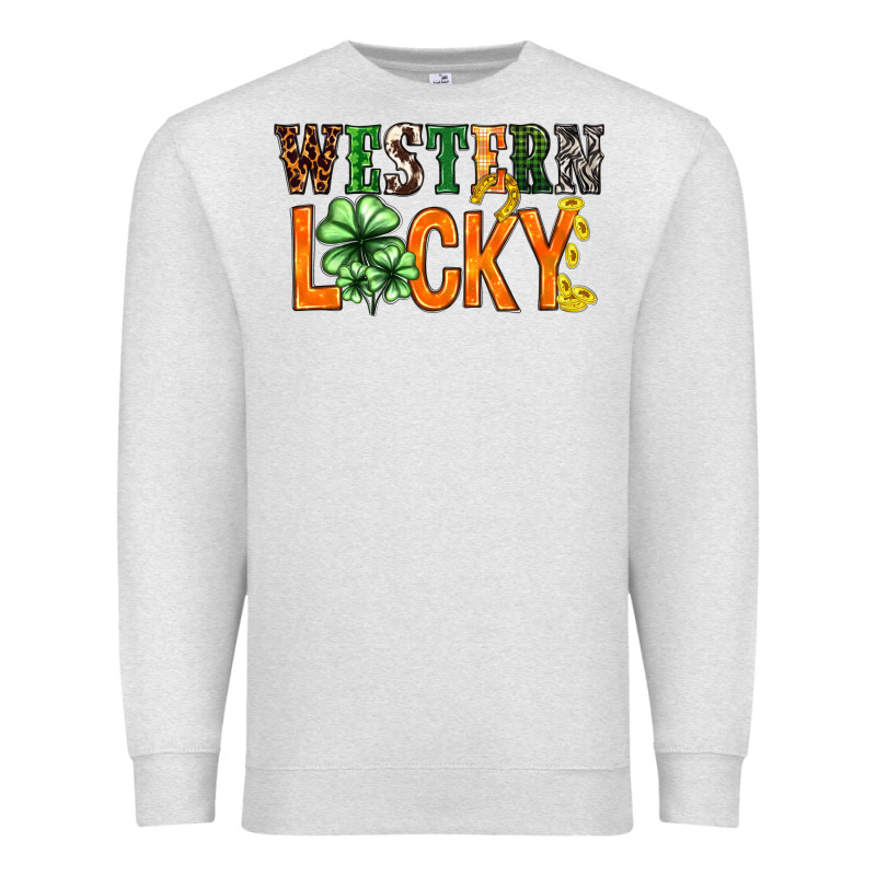 Western Lucky With Clover St. Patricks Day Premium Sweatshirt by HowdyJamesFarm | Teevron