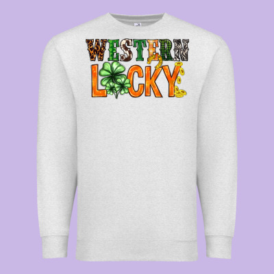 Western Lucky With Clover St. Patricks Day Premium Sweatshirt Designed By Howdyjamesfarm