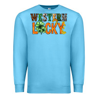 Ocean Blue Western lucky with clover St. Patricks day Premium Sweatshirt - HowdyJamesFarm
