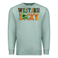 Seafoam Western lucky with clover St. Patricks day Premium Sweatshirt - HowdyJamesFarm