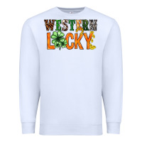 White Western lucky with clover St. Patricks day Premium Sweatshirt - HowdyJamesFarm