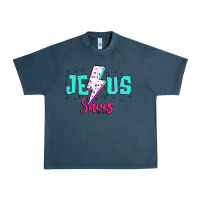 Midnight Navy jesus saves Urban Heavy Tee - JahusDesignShop