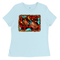 Baby Blue Christmas rodeo cowboy Ladies Tee - JahusDesignShop