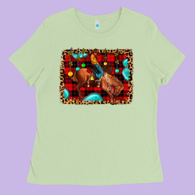 Christmas Rodeo Cowboy Ladies Tee Designed By Jahusdesignshop