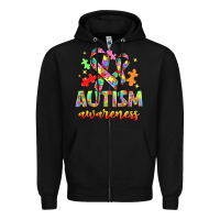 Black Autism Awareness Zipper Hoodie - NancyCooperArtShop