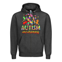 Charcoal Heather Autism Awareness Zipper Hoodie - NancyCooperArtShop