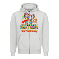 Dove Grey Autism Awareness Zipper Hoodie - NancyCooperArtShop