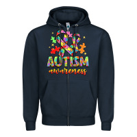 Navy Autism Awareness Zipper Hoodie - NancyCooperArtShop