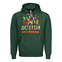Sports Green Autism Awareness Zipper Hoodie - NancyCooperArtShop