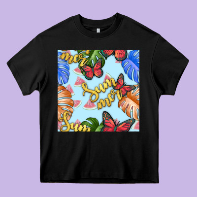 Summer And Leaf Seamless Pattern Heavy Core Tee Designed By Bundleandbundleshop