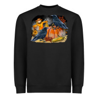 Black Fall Background With Crow Heavyweight Sweatshirt - LillyAllenDesigns