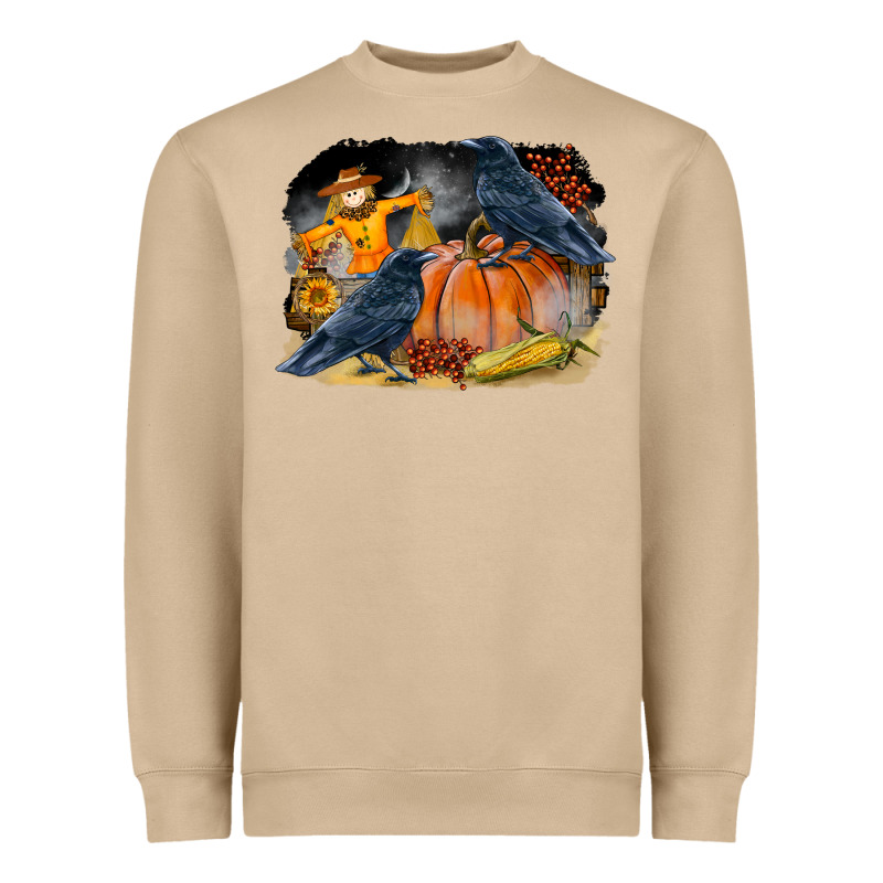 Fall Background With Crow Heavyweight Sweatshirt by LillyAllenDesigns | Teevron