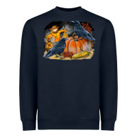 Navy Fall Background With Crow Heavyweight Sweatshirt - LillyAllenDesigns