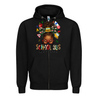 Black school bus driver afro messy bun Zipper Hoodie - texasbilliewilder