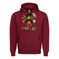 Burgundy school bus driver afro messy bun Zipper Hoodie - texasbilliewilder
