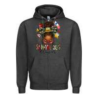Charcoal Heather school bus driver afro messy bun Zipper Hoodie - texasbilliewilder