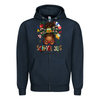 Navy school bus driver afro messy bun Zipper Hoodie - texasbilliewilder